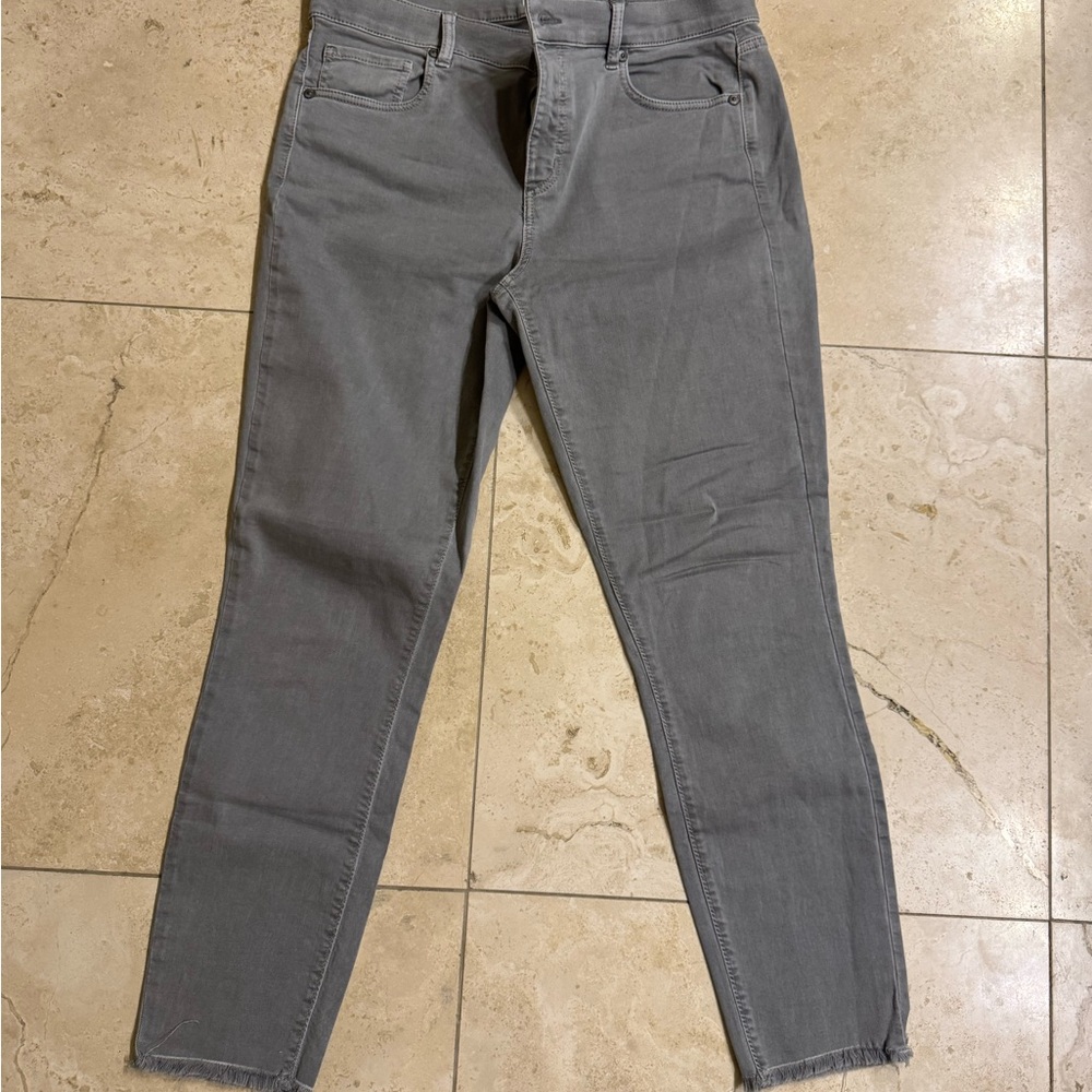 Loft frayed Modern Skinny Crop Grey Jeans